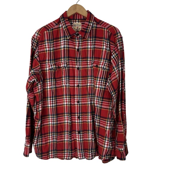 Red Head Shirt Mens XL Soft Red Plaid Flannel Long Sleeve Button Down Outdoor - Picture 1 of 8